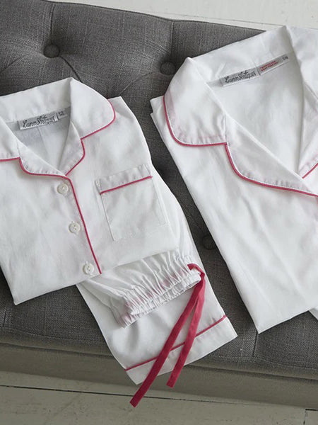 White/Pink Piping Pyjamas