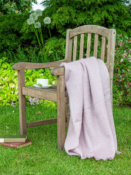 Bronte by Moon Dusky Pink Mohair Throw