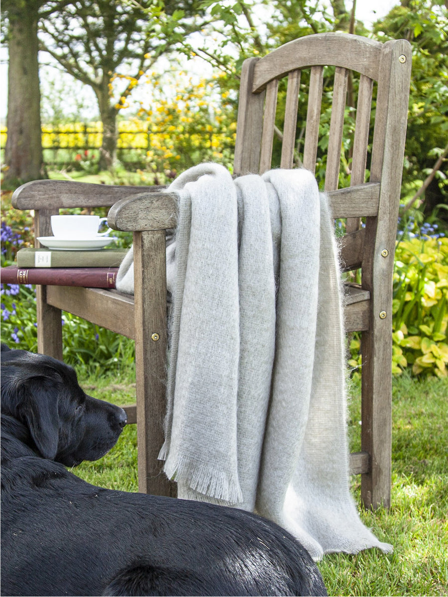 Bronte by Moon Squirrel Grey Mohair Throw Classic Cotton
