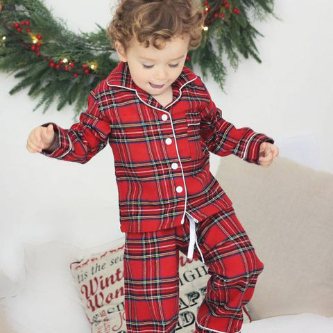 Boys Tartan Brushed Cotton Pyjamas (unisex)