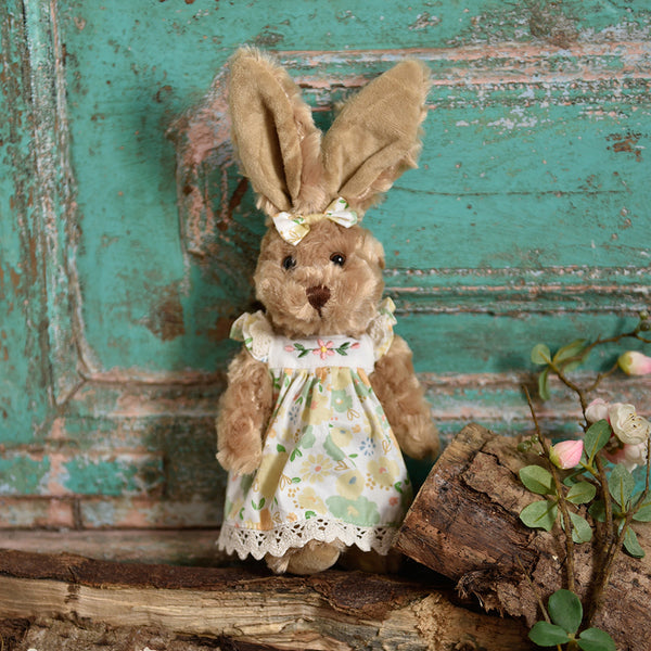 Small Rabbit Teddy in Yellow Dress