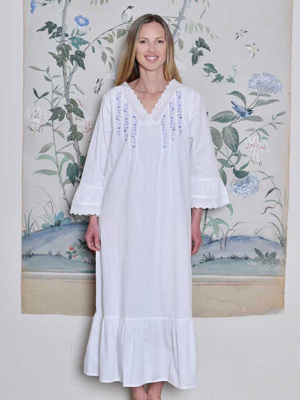 Ladies Nightdresses Tagged Long Sleeved Classic Cotton
