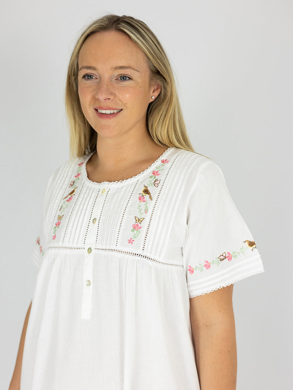 Bird and Flower Cotton Nightdress