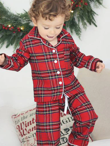 Boys Tartan Brushed Cotton Pyjamas (unisex)