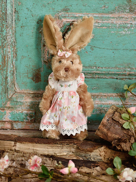 Small Rabbit Teddy in Pink Dress
