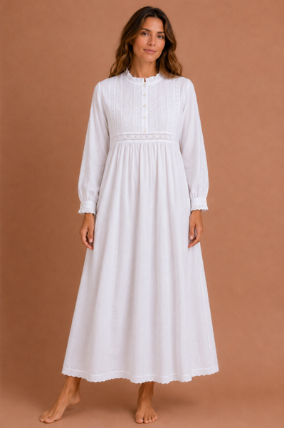 Polo Long-sleeved Cotton Nightdress  Sizes 10-14 & 16-20