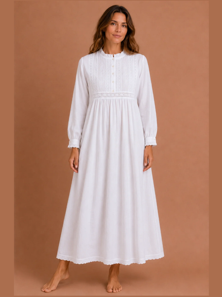 Polo Long-sleeved Cotton Nightdress  Sizes 10-14 & 16-20