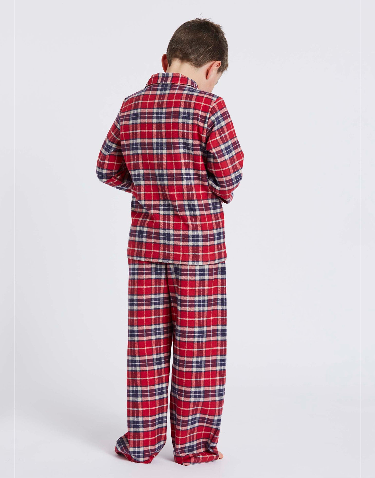Boys Red Tartan Pyjamas Classic Cotton