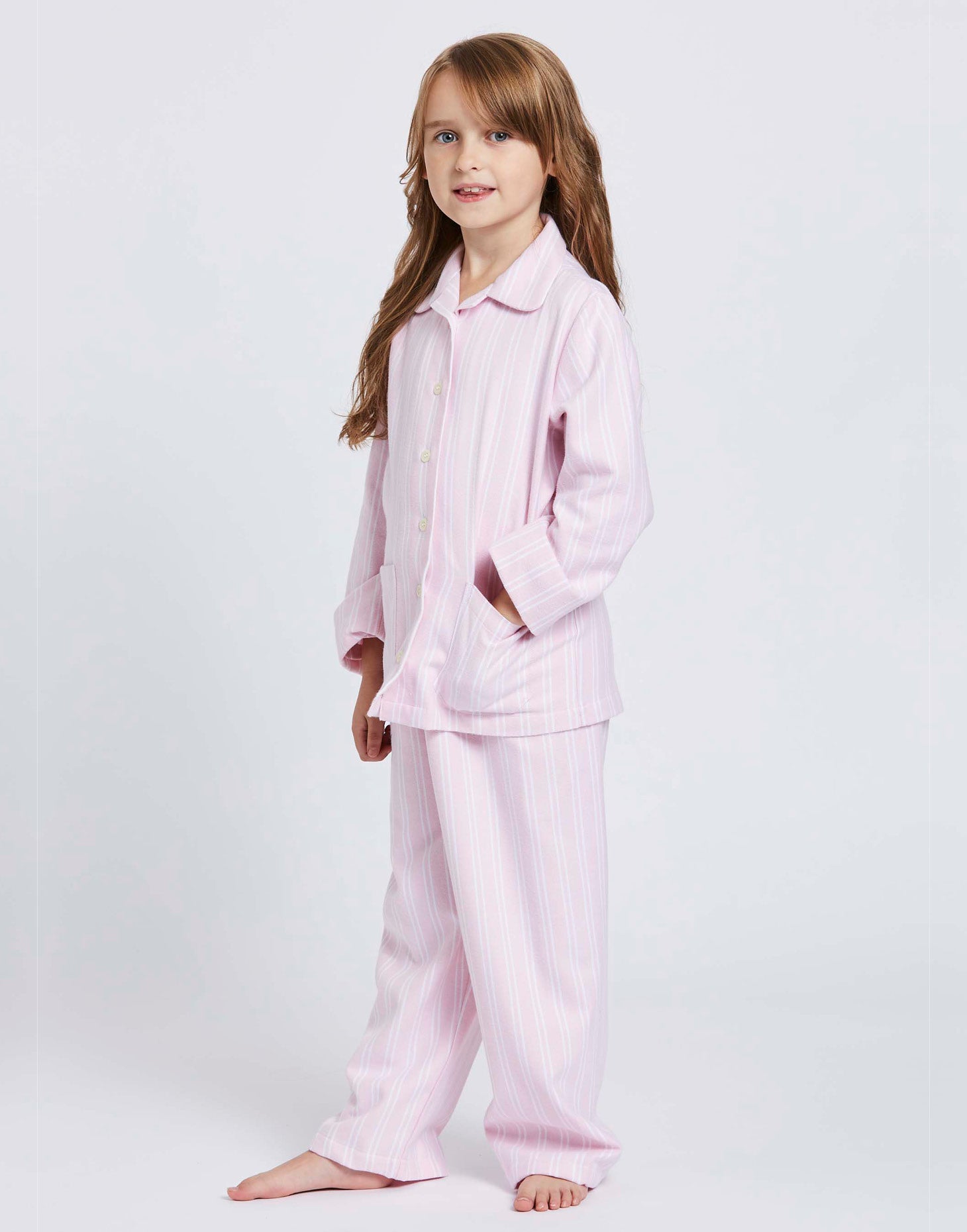 Pink Stripe Girls Pyjamas Classic Cotton