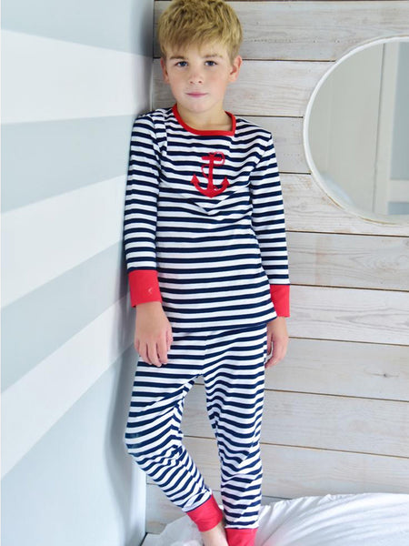 Blue Striped - Pure Cotton Boys Pyjamas