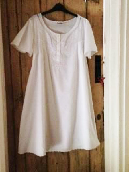 White Cotton Short Sleeve Ladies Nightdress