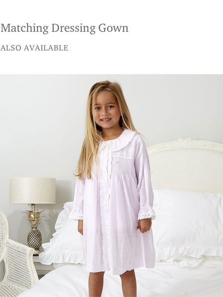 'Lilac/Pink Smocked' Girls Pyjamas
