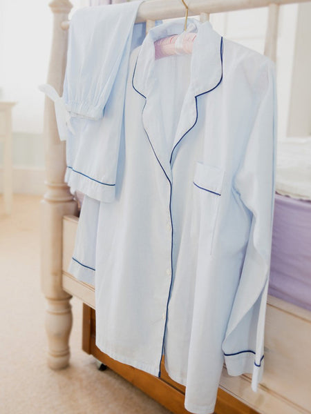 Pale Blue - Classic 100% Cotton Ladies Pyjamas