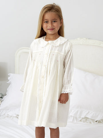 'Ivory Smocked' Girls Dressing Gown